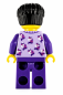 Preview: LEGO® Mann von hinten mit lila Einhorn-Pullover, dunkelvioletter Hose und schwarzen Haaren