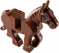 Preview: LEGO® Pferd in Reddish Brown mit bedrucktem schwarzem Zaumzeug – seitliche Vorderansicht