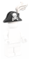 Preview: LEGO Piratenhut mit Totenkopf und Feder auf Minifigur