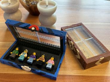 Lego® MOC Display-Schatulle / Vitrine für 5 Minifiguren mit Sichtdeckel