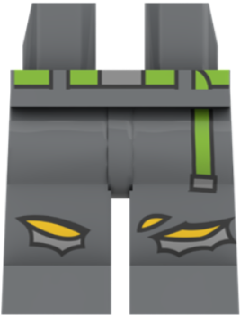 Preview: LEGO® Minifiguren Beine in Dark Bluish Gray mit grünem Gürtel und Used-Look