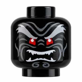 LEGO® Minifiguren-Kopf schwarz mit rotem Monster-Gesicht, roten Augen und weißen Fangzähnen