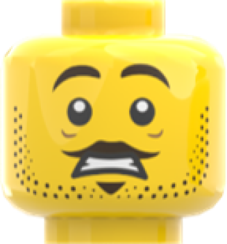 Preview: LEGO® Kopf Doppelgesicht ernst mit Schnurrbart und Bartstoppeln