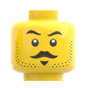 LEGO® Kopf Doppelgesicht ängstlich mit Schnurrbart und Bartstoppeln
