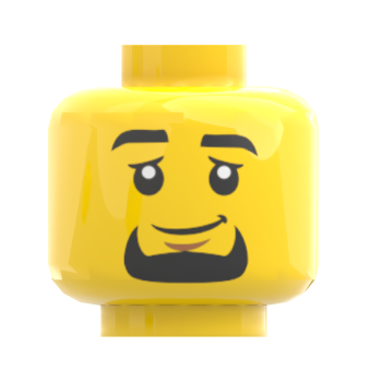 LEGO® Kopf für Minifiguren freundlich lächelnd mit schwarzem Kinnbart