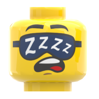 Preview: LEGO® Kopf Doppelgesicht müde schlafend mit ZZZ-Schlafmaske