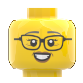 Preview: LEGO® Kopf Doppelgesicht mit Brille freundlich lächelnd