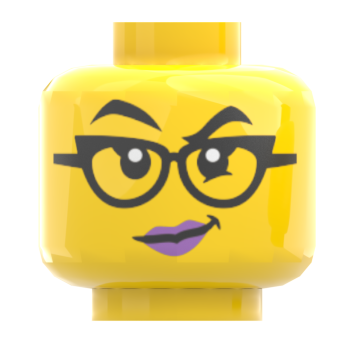 Preview: LEGO® Kopf Doppelgesicht weiblich mit Brille – verschmitzt & selbstbewusst
