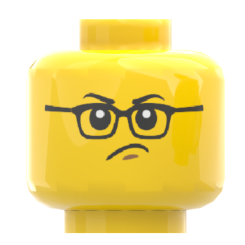 Preview: LEGO® Kopf mit Brille – verärgert & grimmig