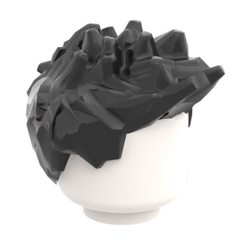 LEGO® schwarze Kurzhaar-Frisur mit strukturierten Strähnen Seitenansicht