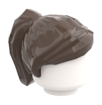 LEGO® Haarteil mit langem Pferdeschwanz in Dark Brown Seitenansicht
