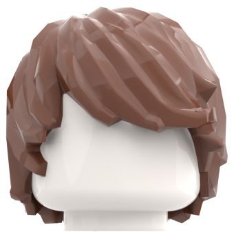 Preview: LEGO® Kurzhaar-Frisur mit seitlichem Pony in Reddish Brown Vorderseite