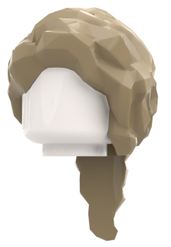 Preview: LEGO® Haare in Tan mit langem Zopf Vorderansicht