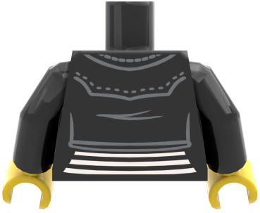 Preview: LEGO® Minifiguren Torso mit schwarzer Lederjacke und gestreiftem Shirt hinten