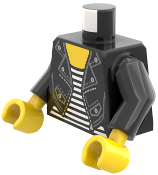 LEGO® Minifiguren Torso mit schwarzer Lederjacke und gestreiftem Shirt ISO