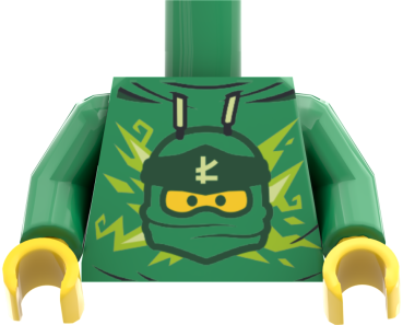 Preview: LEGO® Minifiguren Torso mit grünem Hoodie und Ninja-Motiv vorn