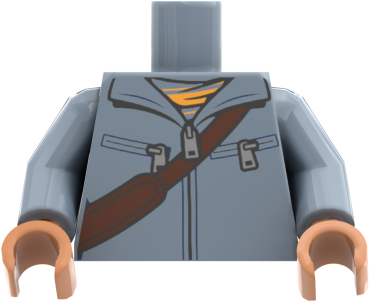 Preview: LEGO® Minifiguren Torso mit hellblauer Jacke und diagonaler Umhängetasche vorn