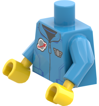 LEGO® Minifiguren Torso mit blauer Space-Jacke, Reißverschluss und Weltraum-Abzeichen ISO
