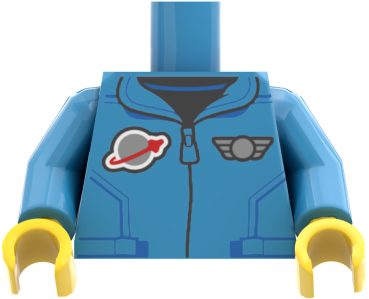 Preview: LEGO® Minifiguren Torso mit blauer Space-Jacke, Reißverschluss und Weltraum-Abzeichen vorn