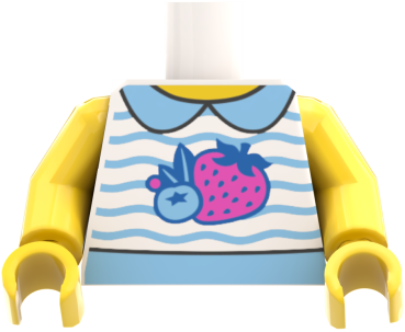 Preview: LEGO® Minifiguren Torso mit gestreiftem Shirt und Erdbeermuster vorn