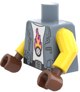 LEGO® Minifiguren Torso mit grauer Weste und Flammen-Motiv ISO