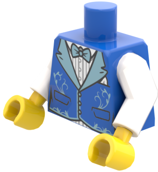 LEGO® Minifiguren Torso mit blauer Weste, Fliege und weißen Ärmeln ISO
