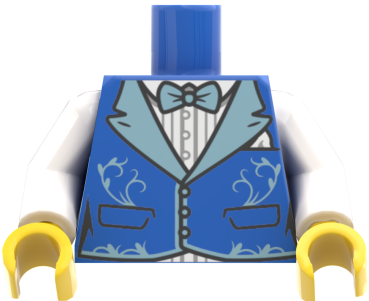 Preview: LEGO® Minifiguren Torso mit blauer Weste, Fliege und weißen Ärmeln vorn