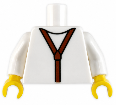 Preview: LEGO® Minifiguren Torso weißes Hemd mit Hosenträgern und Halstuch hinten