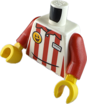 LEGO® Minifiguren Torso rot-weiß gestreiftes Hemd mit Namensschild ISO