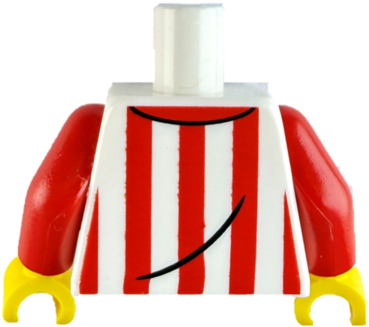 Preview: LEGO® Minifiguren Torso rot-weiß gestreiftes Hemd mit Namensschild hinten