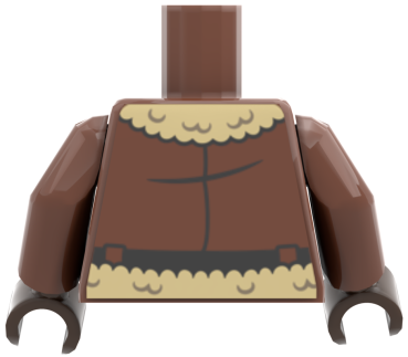 Preview: LEGO® Minifiguren Torso mit brauner Fliegerjacke und Fellkragen hinten