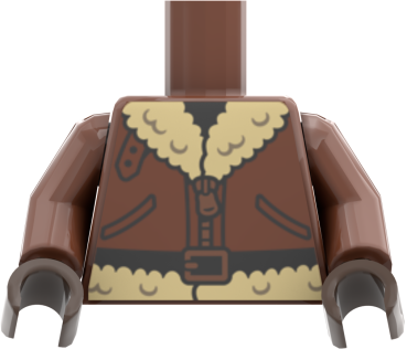 Preview: LEGO® Minifiguren Torso mit brauner Fliegerjacke und Fellkragen vorn