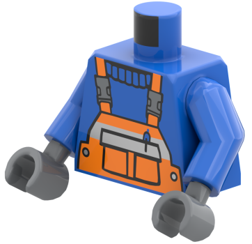 LEGO® Minifiguren Torso mit orangefarbener Latzhose und blauem Pullover ISO