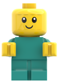 LEGO Baby Minifigur grün mit lächelndem Gesicht Vorderseite