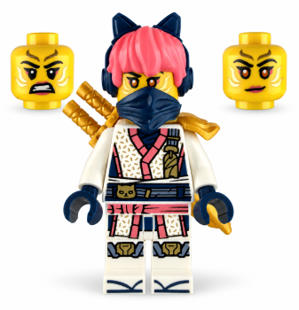 Preview: LEGO® NINJAGO Sora mit Bandana, Katzen-Kopfhörern und zwei Gesichtsausdrücken