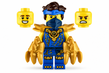 Preview: LEGO® NINJAGO Jay Dragons Rising mit goldener Drachenrüstung und zwei Gesichtsausdrücken