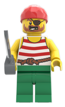Preview: LEGO Pirat Vorderansicht – Crew Figur für Piratenschiff und Insel
