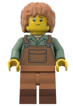 LEGO® Mittelalterliche Dame Lady bdp352 mit rosa Locken und dunkelrotem Kleid – Vorderansicht
