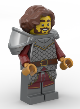 Preview: LEGO® Griffin Knight bdp353 – Schrägansicht mit Ritterrüstung und brauner Frisur