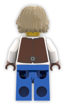 Preview: LEGO® Schmied Minifigur mit bedruckter brauner Weste – Rückansicht