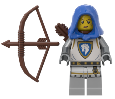LEGO® Pferderitter Bogenschützin cas595 mit blauer Kapuze, Bogen und Köcher