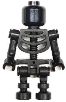 Preview: LEGO Minifigur schwarzes Skelett mit Knochenstruktur Rückansicht