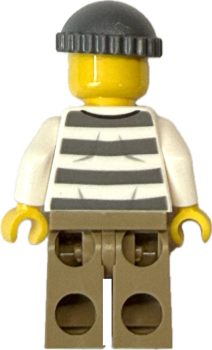 Preview: Gefangener Minifigur mit Streifenmuster Rückansicht