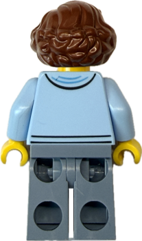 Preview: Frau Minifigur mit hellblauer Jacke Rückansicht