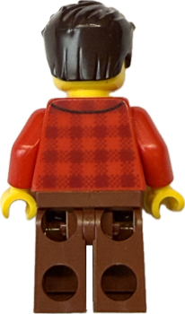 Preview: Mann Minifigur mit rotem Karohemd Rückansicht