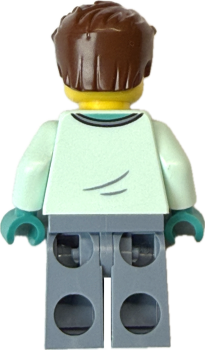 Preview: LEGO Arzt Minifigur mintfarbene Klinikbekleidung Rückansicht