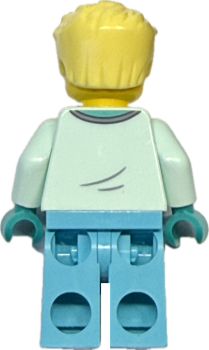 Preview: LEGO City Arzt Minifigur in mintgrüner Arbeitskleidung Rückansicht