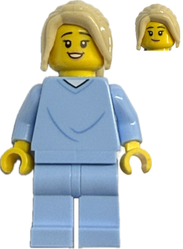 Preview: LEGO City Ärztin Minifigur mit Stethoskop und lockiger Frisur Vorderansicht