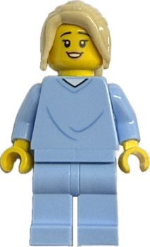 LEGO City Ärztin Minifigur mit Stethoskop und lockiger Frisur Vorderansicht