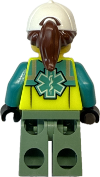 Preview: LEGO Rettungsfahrerin Rückseite mit Rettungsdienst-Symbol Rückansicht